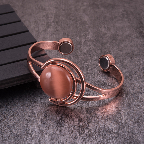 Magnetic Bracelet Copper Benefits Brown Crystal Sun Moon Copper Magnetic Bracelet Arthritis Health Energy Bracelets & Bangles ► Photo 1/6