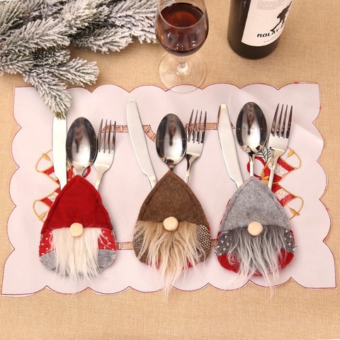 2022 New Year Santa Hat Christmas Pocket Fork Knife Cutlery Holder Bag Home Decor Party Table Dinner Decoration Tableware Natal ► Photo 1/6