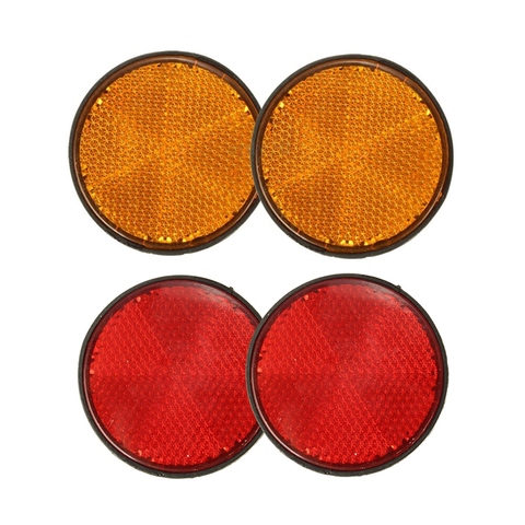 4 Pcs 2 Inch Round Reflector Universal for Motorcycle ATV Dirt Bike, Orange & Red ► Photo 1/6