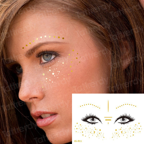 glitter tattoo stickers face tattoo flash gold silver temporary face tattoos egyptian girls metalic tattos waterproof makeup ► Photo 1/6