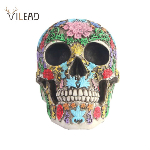 VILEAD Creative 1:1 Colorful Skull Ornaments Halloween Party Figurines Home Decorations Medical Model Room Interior Statue Gift ► Photo 1/6