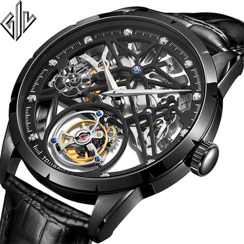 Real Original Tourbillon Movement Watches Mens Hand Wind Skeleton Mechanical Tourbillon Sapphire Man Clock Business Watches 2022 ► Photo 1/6