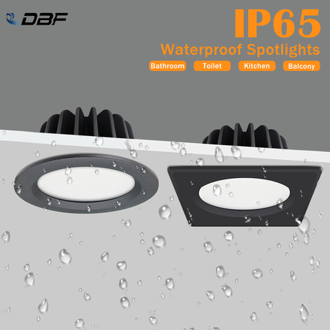 [DBF]IP65 Waterproof LED Spot Light 5W 7W 9W 12W 15W Round/Square Recessed Spot Lights Bathroom Ceiling Light 3000K/4000K/6000K ► Photo 1/6