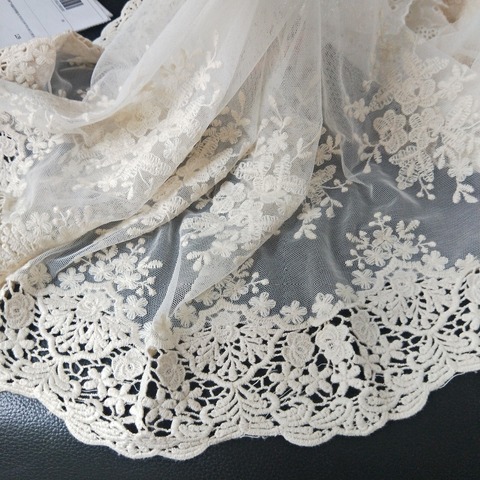 Beige New Widely Exquisite Mesh Embroidered Water-souble Holow-out Lace Fabric Handmade DIY Sewing Clothes Lace Trim Accessories ► Photo 1/6