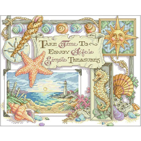 Marine items patterns  Counted Cross Stitch 11CT 14CT DIY Chinese Cross Stitch Kits Embroidery Needlework Sets ► Photo 1/6