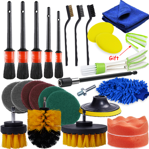 Power Scrub Drill Brush Detail Brush Set Sponge Polishing Pad Kit Drill Brushes For Car Wheel Tire Rim For Bathroom Cleaning ► Photo 1/6