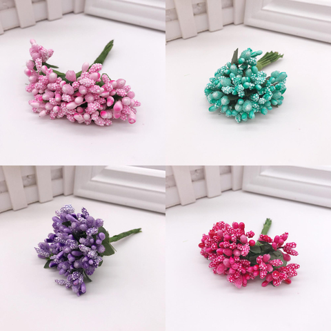 12Pcs/lot Handcraft Artificial Flowers Stamen Sugar Wedding Party Decoration DIY Wreath Gift Box Scrapbooking Cheap Fake Flowers ► Photo 1/6