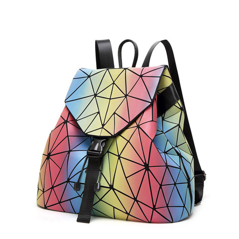 2022 Women Laser Backpack For Teenage Girls Drawstring Backpacks Folding Geometry School Backpack Holograph School Bags Mochila ► Photo 1/6
