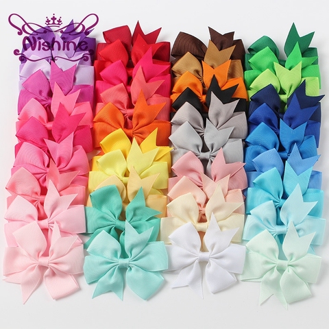 Nishine 40pcs/lot Ribbon Bows Clips Hairpin Girl's Hair Bows Boutique Hair Clip Kids Chidlren Hair Accessories(Color:40 Colors) ► Photo 1/6