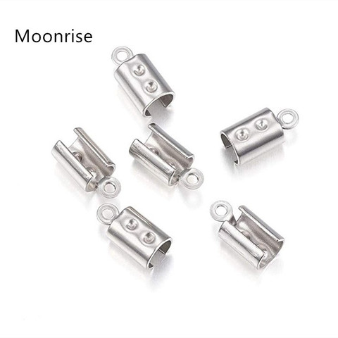 100Pcs/lot 304 Stainless Steel Fold Over Crimp Cord Ends Leather Clasp Tip End Jewelry Connector Jewelry Making Supplies HK194 ► Photo 1/6