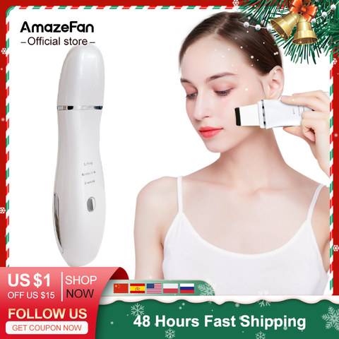Ultrasonic Skin Scrubber Peeling Shovel Ion Acne Blackhead Remover Deep Face Cleaning Machine face Lifting Facial Massager ► Photo 1/6