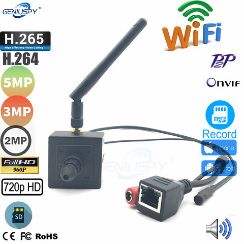 Mini Size 40*40mm 1.3 Megapixel HD P2P Onvif H.264 TF Card Recording Wifi Wireless Video IP Camera With Rest Button&Soft Antenna ► Photo 1/1