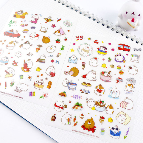 6 Sheets /Pack Cute Molang Pet DIY Decorative Stickers Diary Phone Bottle Decor Stick Label Kids Gift Stationery ► Photo 1/5