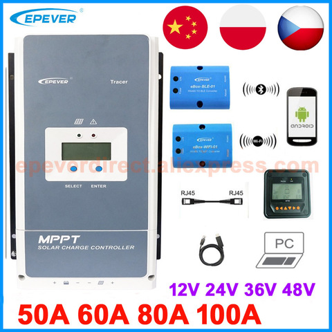 EPEVER MPPT Solar Charge Controller Tracer 100A 80A 60A 50A Battery Charger Regulator Solar cells Panel Tracer5415AN 5420AN 6415 ► Photo 1/6