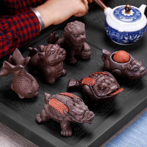 Purple Clay Tea Pet Handmade Monk Small Buddha Figurine Tea Ceremony Accessories Creative Tea Table Decoration Ornament ► Photo 1/6