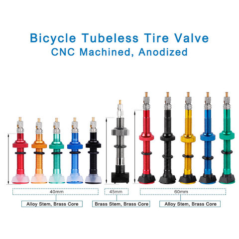 Deemount 1Pair 40/45/60mm CNC Machined Presta Valves for MTB Road Bike Tubeless Tires Brass Core ► Photo 1/6