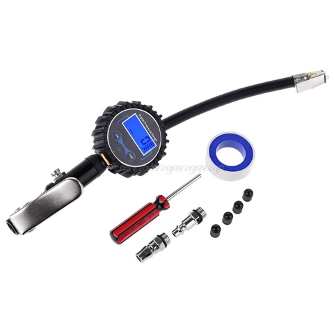 Digital Tire Inflator with Pressure Gauge and Back Night LED Light - Heavy Duty Auto Air Inflating Gun with 4 Valve Caps N25 19 ► Photo 1/6