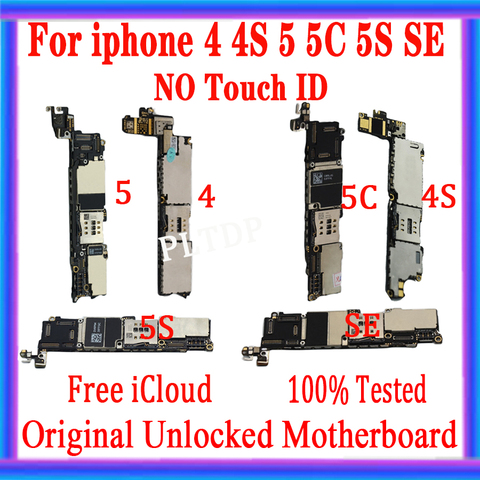 100% Original unlocked for iphone 4 4S 5 5C 5S SE Motherboard Free iCloud for iphone 4S Mainboardm 8GB 16GB 32GB 64G Logic board ► Photo 1/1