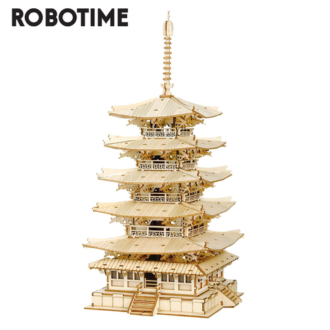 Robotime Rolife 275pcs DIY 3D Five-storied Pagoda Wooden Puzzle Game Assembly Constructor Toy Gift for Children Teen Adult TGN02 ► Photo 1/6