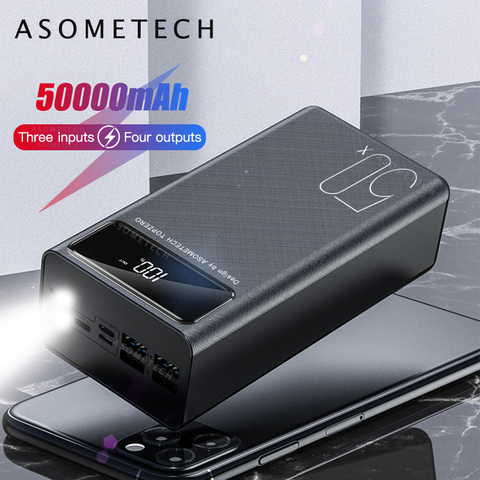 Power Bank 50000mAh LED Powerbank 2.1A Fast Charging External Battery  Charger