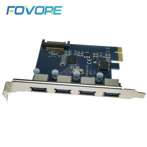 Chip Fresco FL1100 4 Ports USB 3 Card PCI-e Controller Expansion Adaptor USB 3.0 Adapter for Desktop with SATA Power ► Photo 1/1