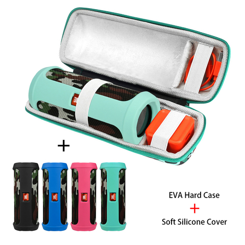 2 in 1 Camouflage EVA Hard Portable Storage Bag+ Soft Silicone Cover For JBL Flip 4 Bluetooth Speaker Case For JBL Flip 4 Column ► Photo 1/6
