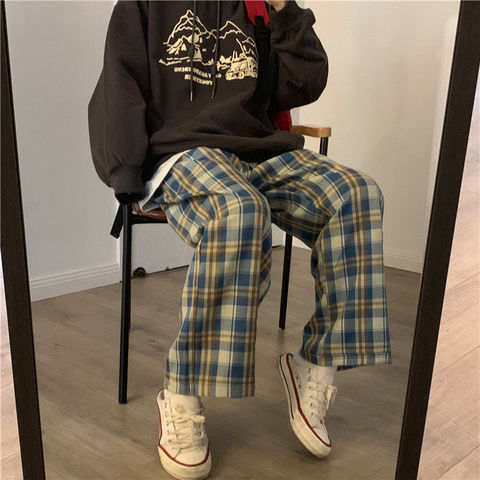 2022 Plaid Pants y2k Harajuku sweatpants Women Wide Leg  High Waist Checkered Pants Oversize plus size clothing joggers ► Photo 1/6