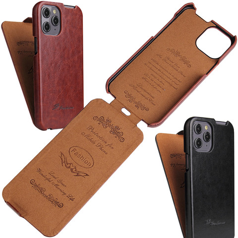 Vertical Flip Leather Case For iPhone 12 Pro Max mini Retro Vintage fold up and down Cover ► Photo 1/6