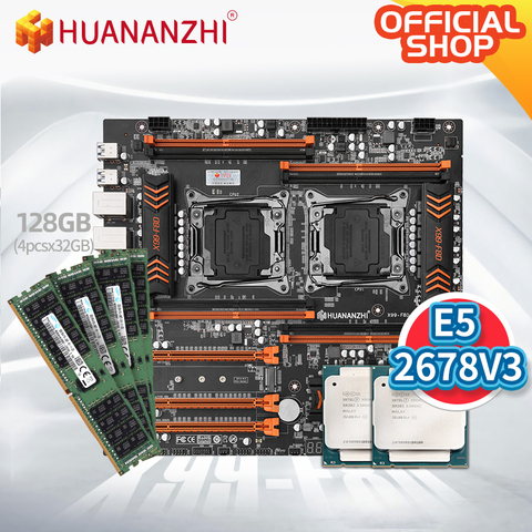 HUANANZHI X99 F8D X99 Motherboard Intel Dual  with Intel XEON E5 2678 V3*2 with 4*32GB DDR4 RECC  memory combo kit NVME USB 3.0 ► Photo 1/1