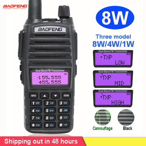 8W Portable Radio Walkie Talkie Baofeng UV-82 Dual PTT Button two-way Radio Vhf Uhf Dual Band Baofeng UV 82 UV82 two way radio ► Photo 1/6