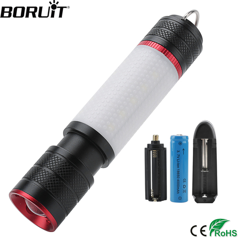 BORUiT T6 COB LED Flashlight 6-Mode Zoom 1000lm Torch with Hook and Magnet Outdoor Waterproof Camping Hunting Portable Lantern ► Photo 1/6