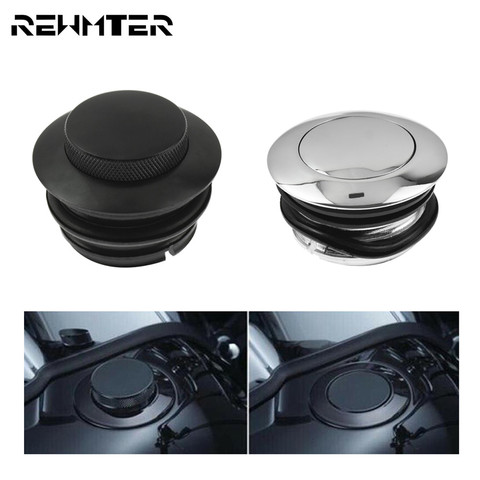 Motorcycle Pop Up Gas Cap Right Hand Thread Reservoir Fuel Tank Cap Black/Chrome For Harley Touring Dyna Softail Sportster XL ► Photo 1/6