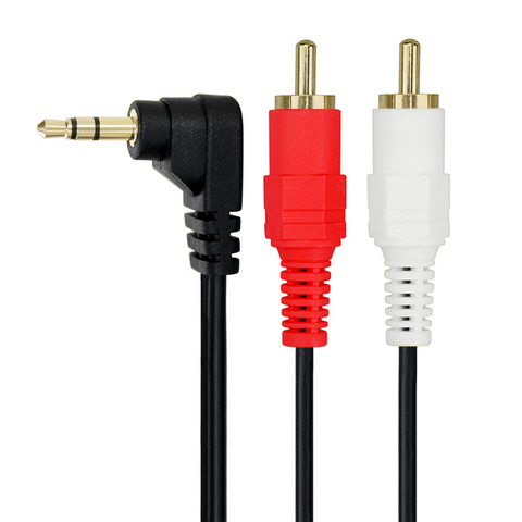 LBSC 1.5M 5Ft 3.5mm 1/8 Stereo Right Angle Male Plug to 2 RCA Male Audio Cable Cord ► Photo 1/1