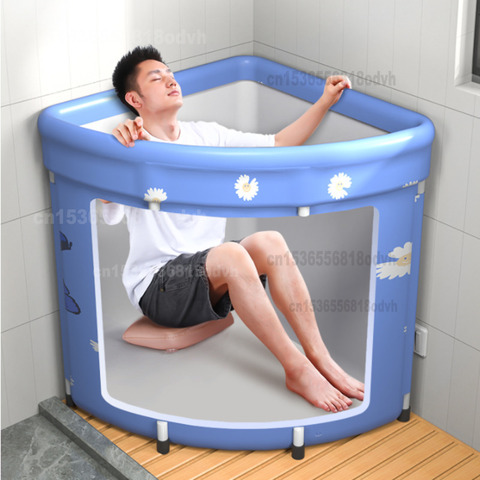 Bathing Barrel Triangular Folding Bath Barrel Household Bathing Artifact Lazy Hot Spring Bath Children Tub Thickening Insulation ► Photo 1/6