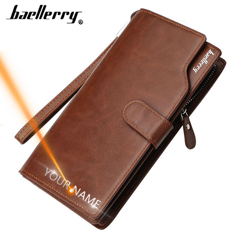2022 Baellerry Men Wallets Name Engraving Long Style High Quality Male Purse Card Holder Zipper PU Leather Wallet For Men ► Photo 1/6