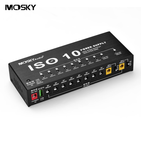 MOSKY ISO-10 Portable Guitar Effect Power Supply Station 10 Isolated DC Outputs & One 5V USB Output for 9V 12V 18V Guitar Effect ► Photo 1/6