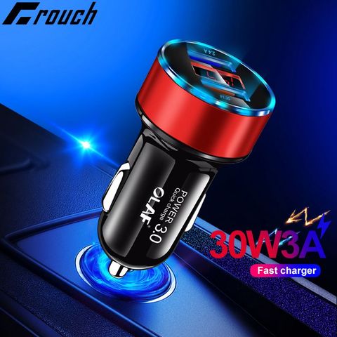 OLAF 30W 5V 3A Dual QC 3.0 Fast USB Car Charger For iPhone X 8 Samsung S10 Xiaomi Quick Charge 3.0 in car & LED Digital Display ► Photo 1/6