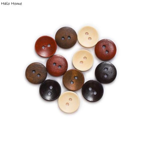 2 Hole Solid Wooden Buttons Sewing Scrapbook Clothing Crafts Gift Jacket Blazer Sweaters Handwork Accessories 10-25mm ► Photo 1/3