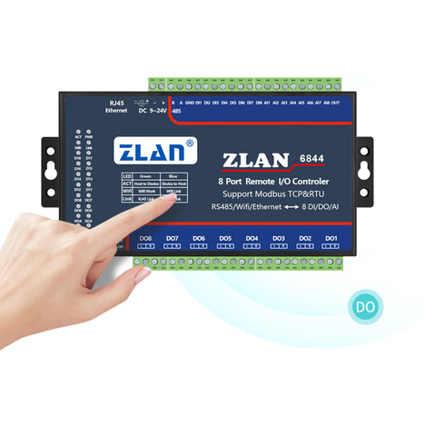 ZLAN6844 Modbus RS485 Wifi Ethernet RJ45 8 Channel DI AI DO I/O Module RTU Board ► Photo 1/2