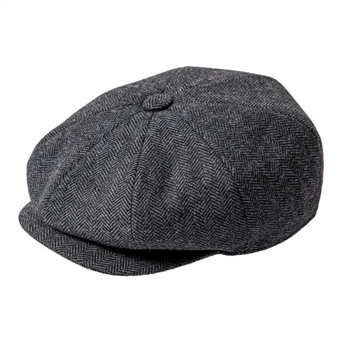 JANGOUL Newsboy Caps Men Wool Blend Flat Cap 8 Panel Male Hat Driving Hats with Button Front 810 ► Photo 1/6