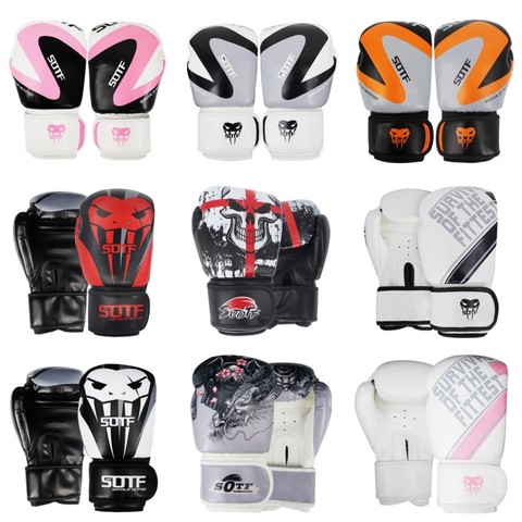 SUOTF MMA fighting Boxing Sports Leather Gloves Tiger Muay Thai boxing pads fight Women/Men sanda boxe thai glove box Training ► Photo 1/6