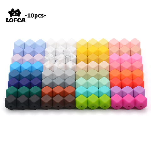 LOFCA10pcs 14mm Mini Hexagon silicone beads Baby Teether BPA Free DIY Necklace Pacifier Chain Baby Teething Care Infant ► Photo 1/6