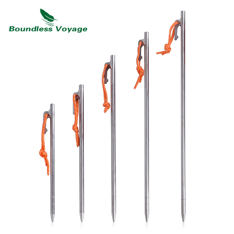 Boundless Voyage 6 Pcs Tent Pegs Aluminium Titanium Tent stakes Windproof Outdoor Traveling Tent Accessories 20 24 30 35 40 cm ► Photo 1/6