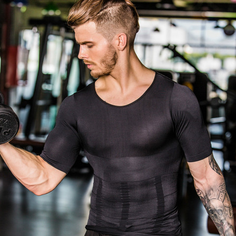 Men's Slimming Shaper Posture Vest Men's Compression T-Shirt Body Building Fat Burn Chest Tummy Shirt Slim Dry Quick Under Shirt ► Photo 1/6