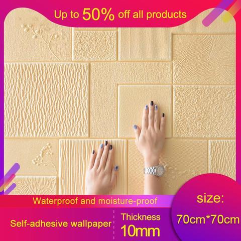 3D Wall Stickers Thick Living Room Wall Bedroom Decoration Room Simulation Brick Pattern Personality Creative Anti-collision ► Photo 1/6