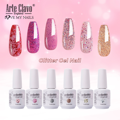 Arte Clavo Glitter Color Gel Nail Polish Manicure Shiny Nail Art Soak Off UV LED Nail Art Gel Girl Friend Gift Hybrid Varnish ► Photo 1/6