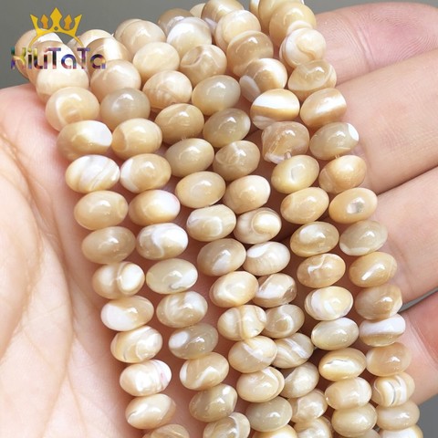 Natural Mother Of Pearl Mop Shell Beads Beads Round Rondelle Loose Bead For Jewelry Making DIY Bracelet Earring Accessories 15'' ► Photo 1/6