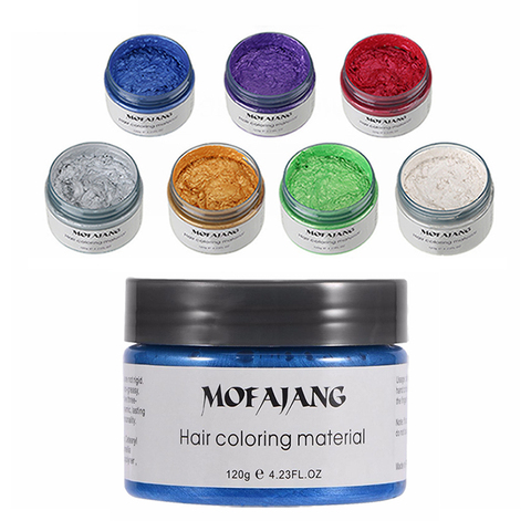 MOFAJANG 120g Hair Color Promades Wax Silver Ash Grey Strong Hold Temporary Hair Dye Gel Mud Easy Wash Hair Coloring Styling Wax ► Photo 1/6