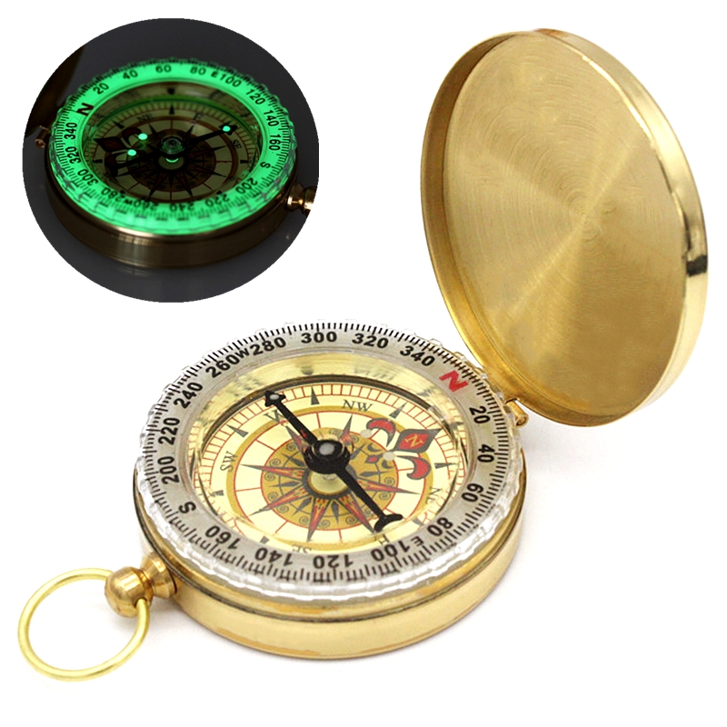 ITODA Golden Compass Pocket Luminous Camping Survival Outdoor Boy Scouts Navigation Orienteering Gear Metal Backpacking Portable Classic Compass Tool 