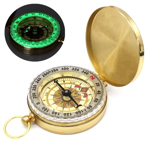High Quality Camping Hiking Pocket Brass Golden Compass Portable Compass Navigation for Outdoor Activities ► Photo 1/6
